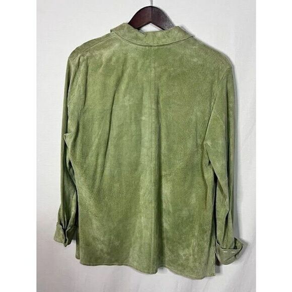 JPR Outfit light green suede leather shacket contrast stitching sz Medium - Picture 5 of 6